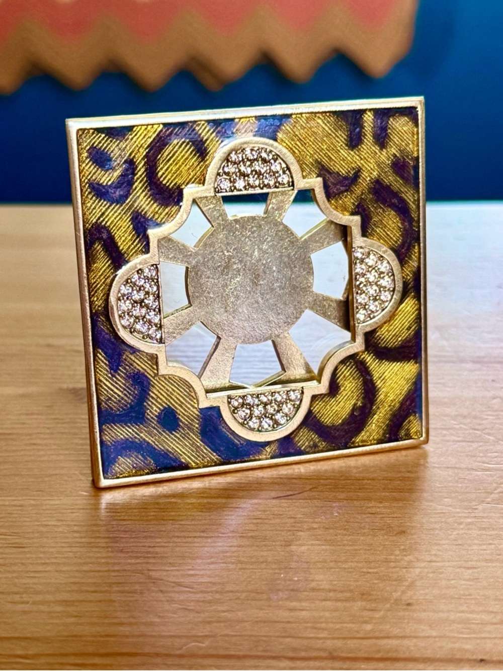 Jay Strongwater leopard crystal embellished square picture frame